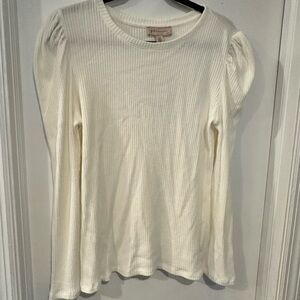 Philosophy, long, sleeved, ribbed cream shirt